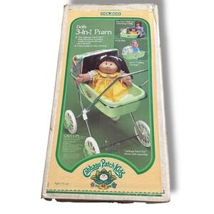 Coleco Cabbage Patch Kids Doll 3 in 1 Pram Rocking Cradle Car Bed Toy Vintage